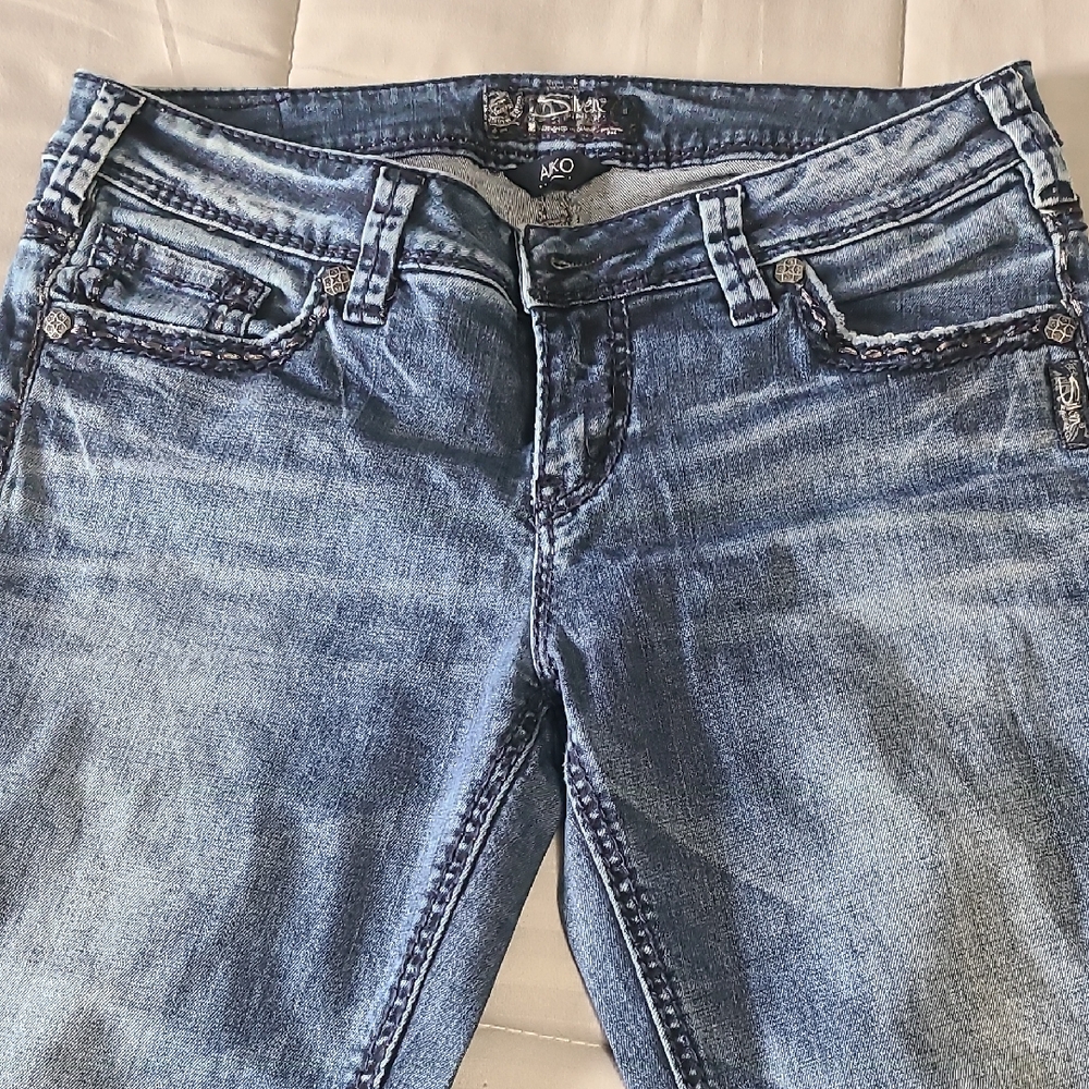 Silver Jeans Blue Skinny Denim with Distressed Wash